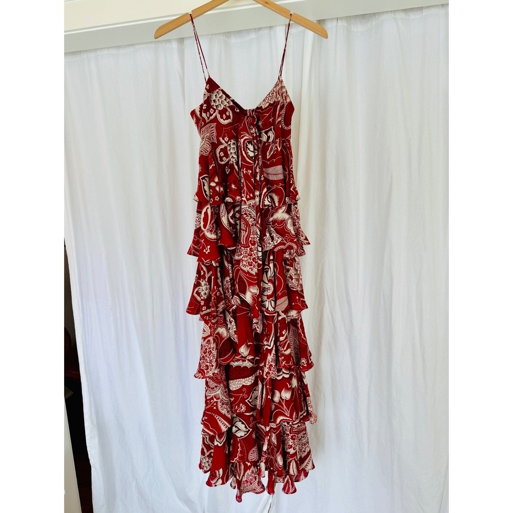 Michael Kors Collection Spring 2006 Silk Tiered Ruffle Maxi Dress Red Print NWT - Picture 4 of 13
